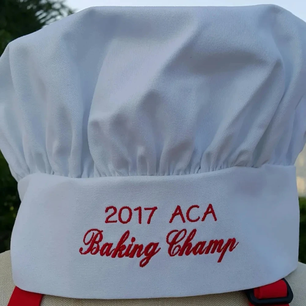 EmbroideredNameChefHatWhiteBlackRedColorPersonalizedAdult