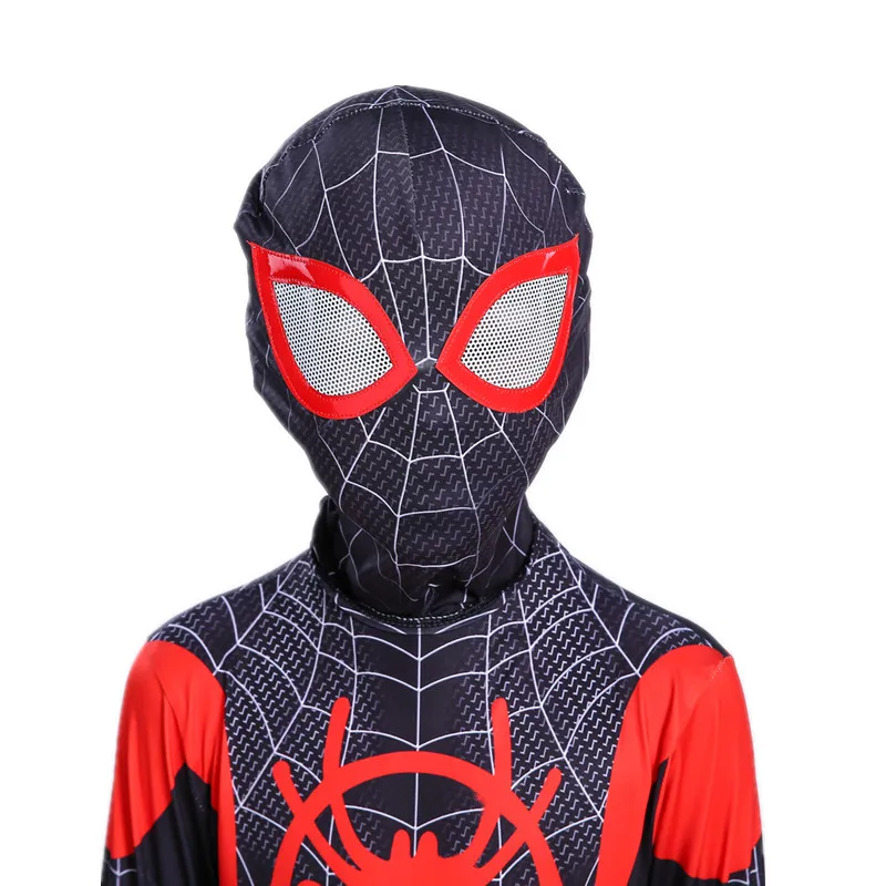 Kids Superhero Bodysuit Miles Cosplay Peter Parker Cartoon Costume Halloween Hooded Set Holiday Costume Jumpsuit Hoodie Separate