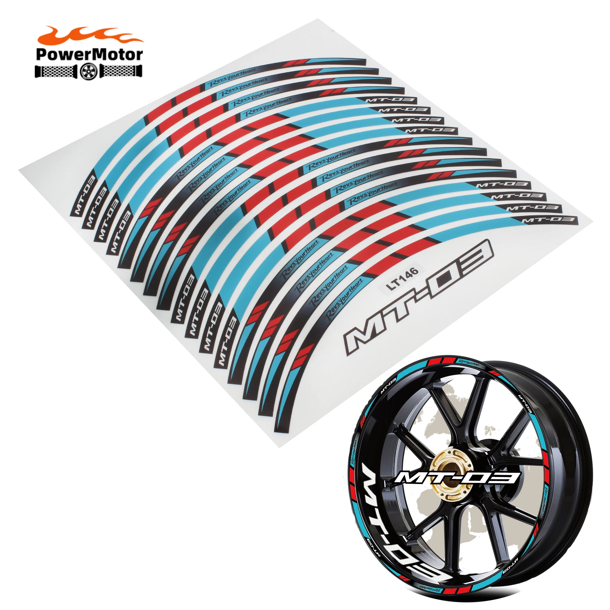 

For YAMAHA MT03 Motorcycle Reflective Wheel Sticker Hub Waterproof Decals Rim Stripe Tape Moto Accessories