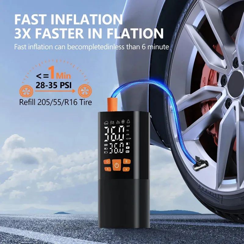 New Arrival Hot Sale Mini Tire Inflator Portable Air Compressor, 180PSI Air Pump for Car Tires with 25000mAh Battery Portable