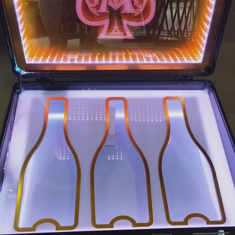 Champagne Whisky Bottle Display Case Rechargeable LED Spade A Box 3pcs 5pcs Bottle Container Bar Party Night Club Show Case
