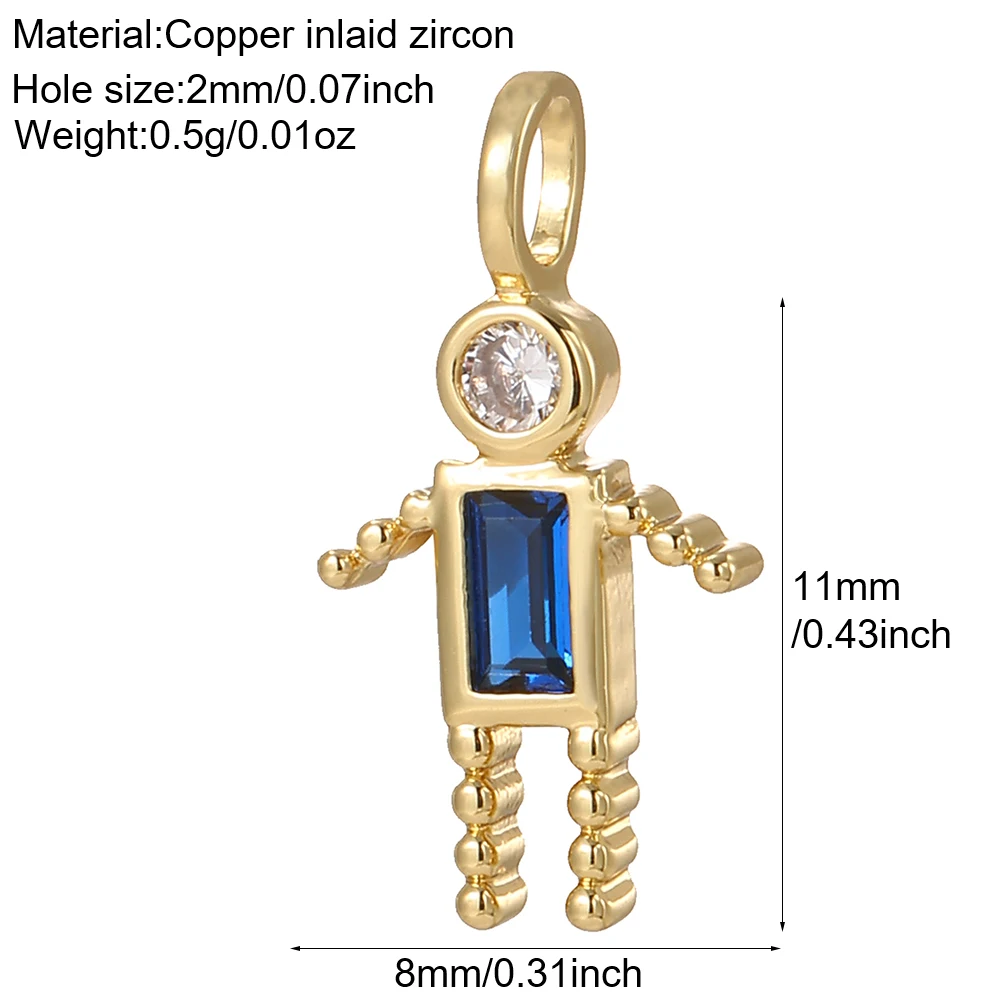 3 Stück süße Dezember Geburtsstein Junge und Mädchen Charms Anhänger böhmischen Stil goldene Charms für Schmuckherstellung Halskette Armband – Detail 16