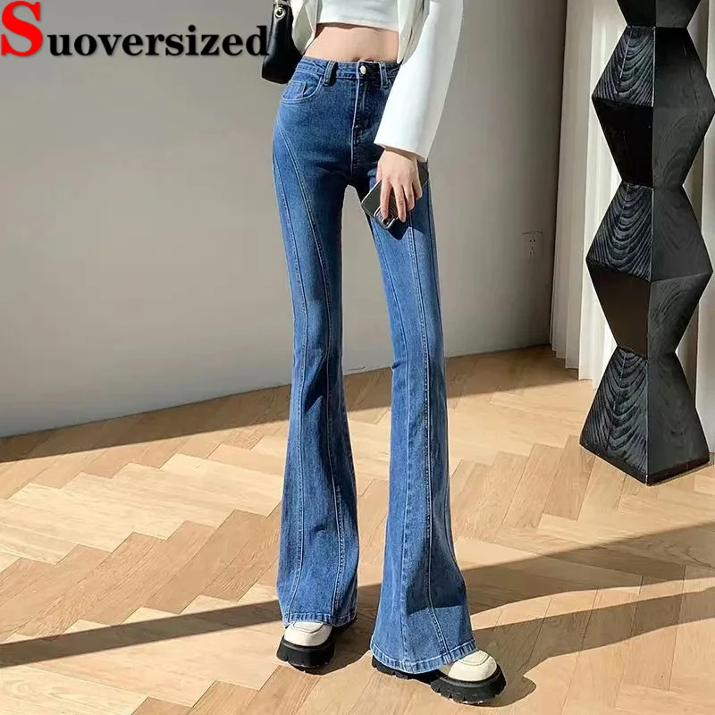 

Vintage High Waist Flare Jeans For Women Spring Slim Stretch Denim Pants Korean Casual Bell-bottoms Fashion Streetwear Vaqueros