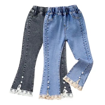 Girls Lace Denim Pants 1