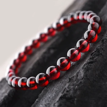 Natural Red Pomegranate Stone Bead Bracelet Women Man Dark Garnet Charm Bangles Yoga Meditation Friendship Gift Pulseras Mujer 1