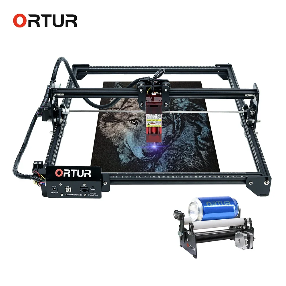 

20W Ortur Laser Master 2 Desktop Printer Logo Picture Marking with CNC Roller Rotation Axis Rotary Module graveur laser