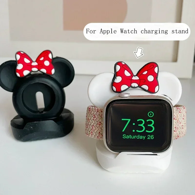 Mickey Mouse Charger Stand Minnie Desktop Holder Apple Watch 9 8 7 6 5 4 iWatch 3 2 1 SE Cartoon Silicone Charging Base apple watch charger stand apple watch charging bracket