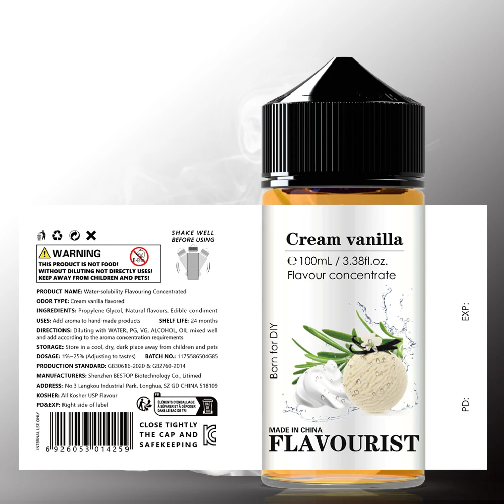 FLAVOURIST Creamy Vanilla aroma flavoring Water solubility E flavors concentrate for wape DIY Liquid essential oil flavoring