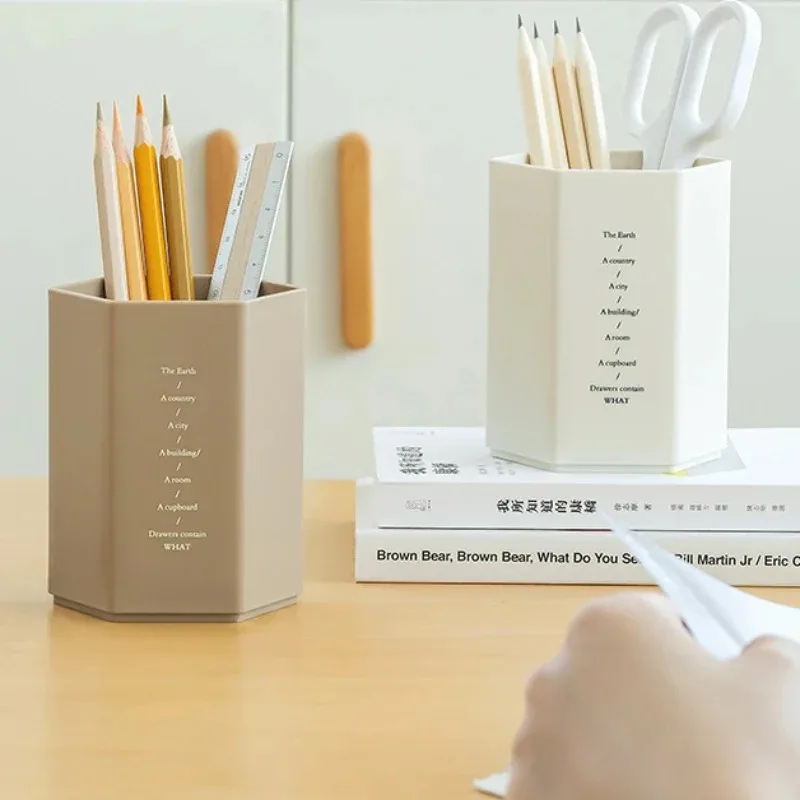 Creative Hexagonal Design Pen Holder Large Capacity Pen Pencil Pot Brush Storage Container Box Plastic Stationery Desk Organizer