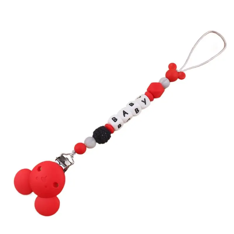 Handmade Baby Pacifier Chain Round Silicone Dummy Holder Clips For Baby Teether Nipple Chain Not Customized Name