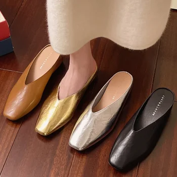 Women Slippers 2025 New Square Toe Elegant Sandals Women Summer Luxury Designer Shoes Comfortable Slip on Slippers Slides Women 1
