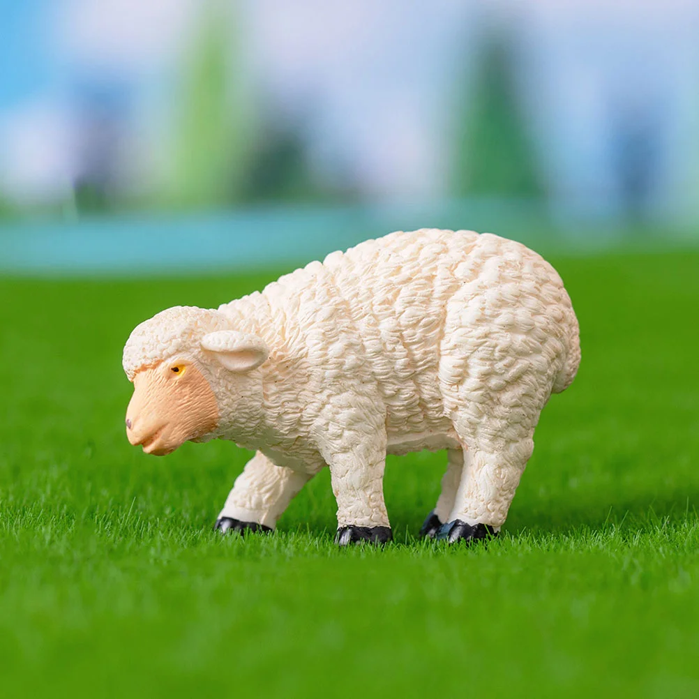 

3 Pcs Simulation Sheep Model Ornament Resin for Home Decor Decorate Mini Garden Figurines Tabletop Office