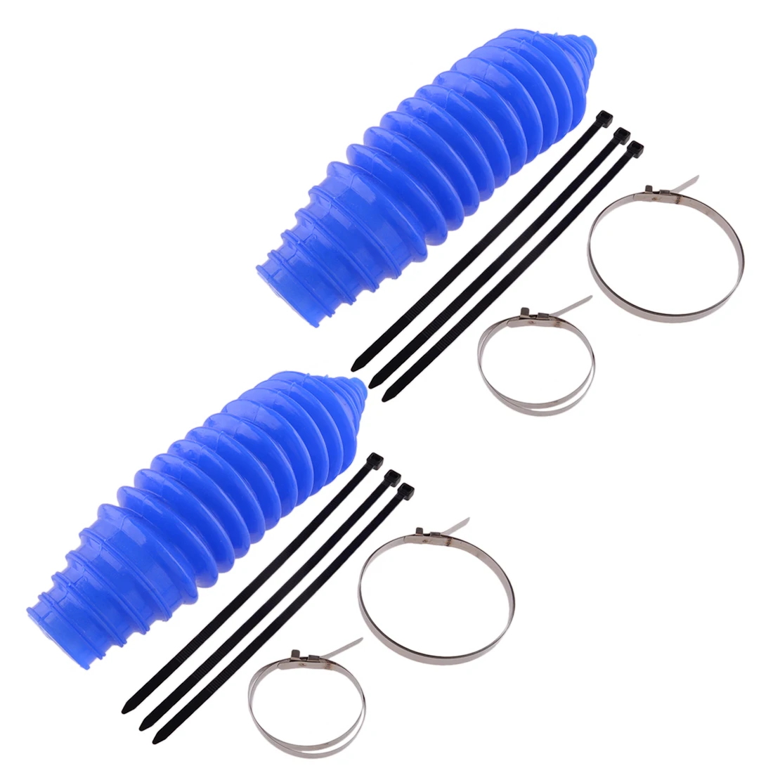 2 Sets Car Universal Rack and Pinion Steering Boot Gaiter Kit Blue Silicone