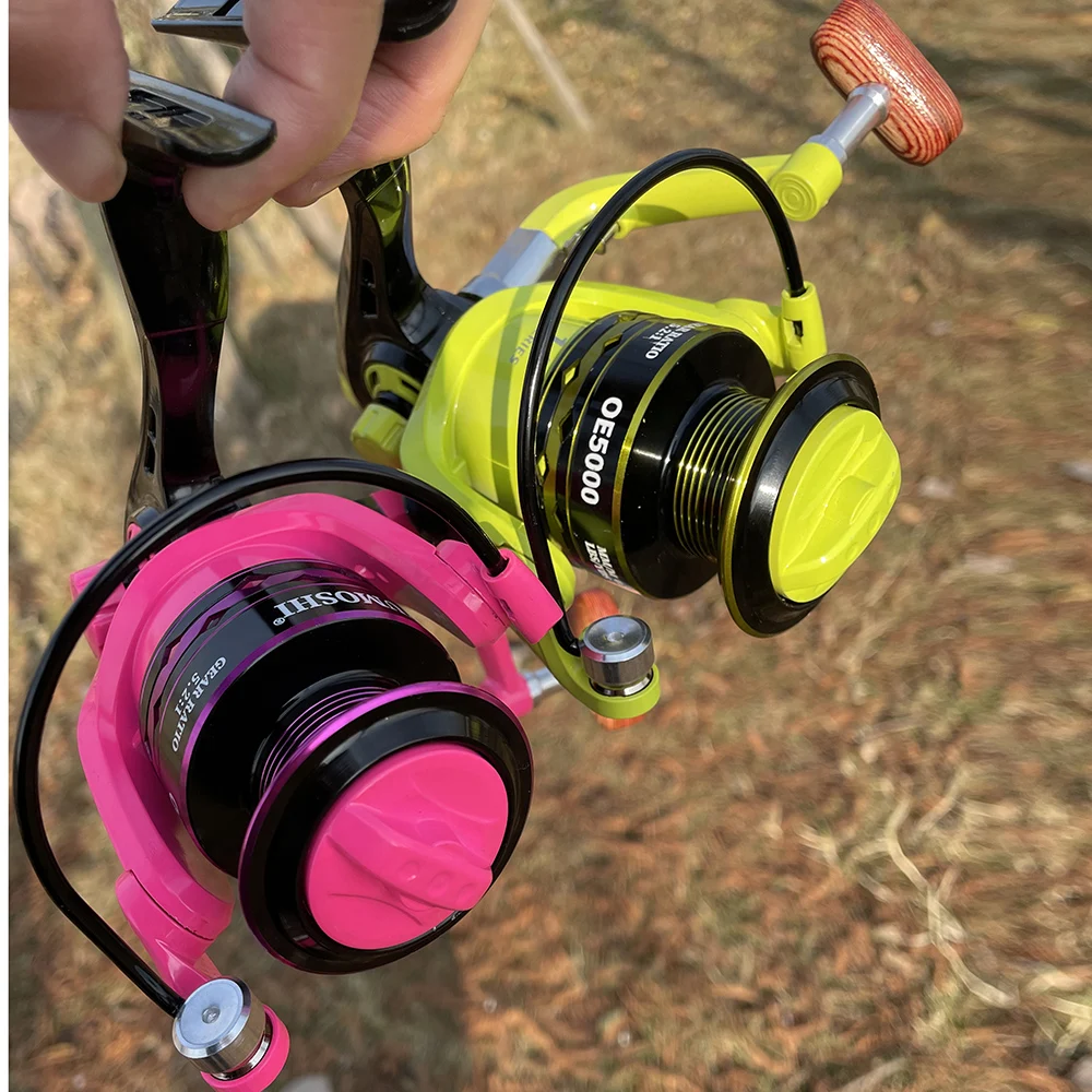 GHOTDA All Metal Spool Fishing Reel Spinning More Stable Pink