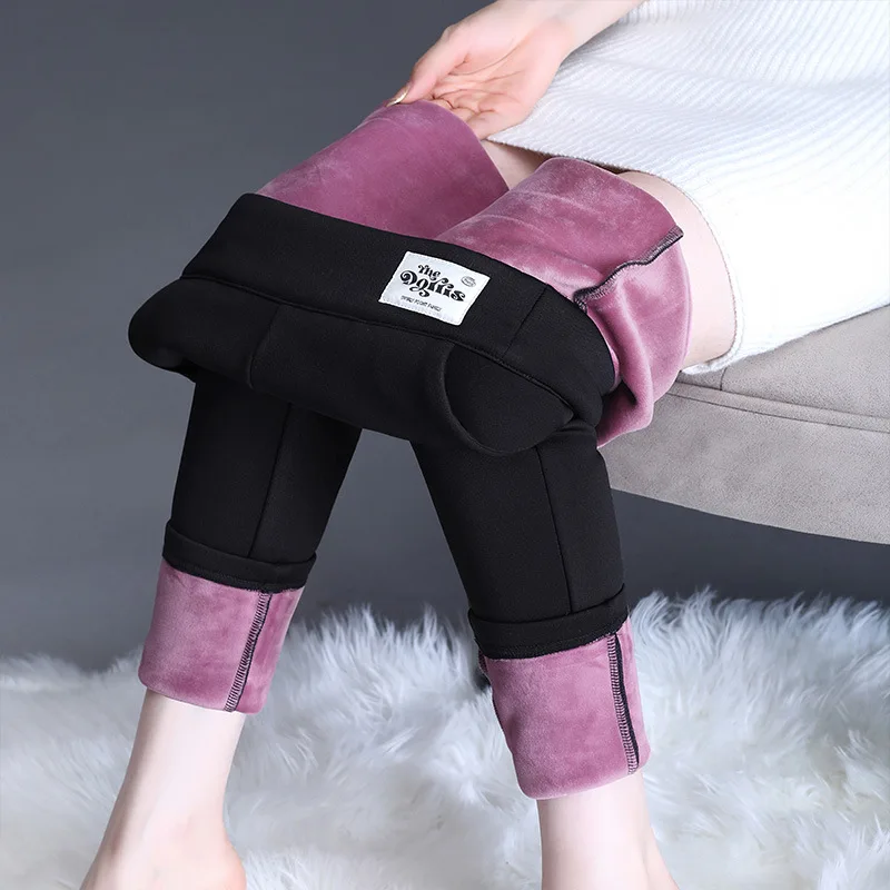 

Женские флисовые леггинсы, теплые черные леггинсы с высокой талией, одежда для осени и зимы, 2024