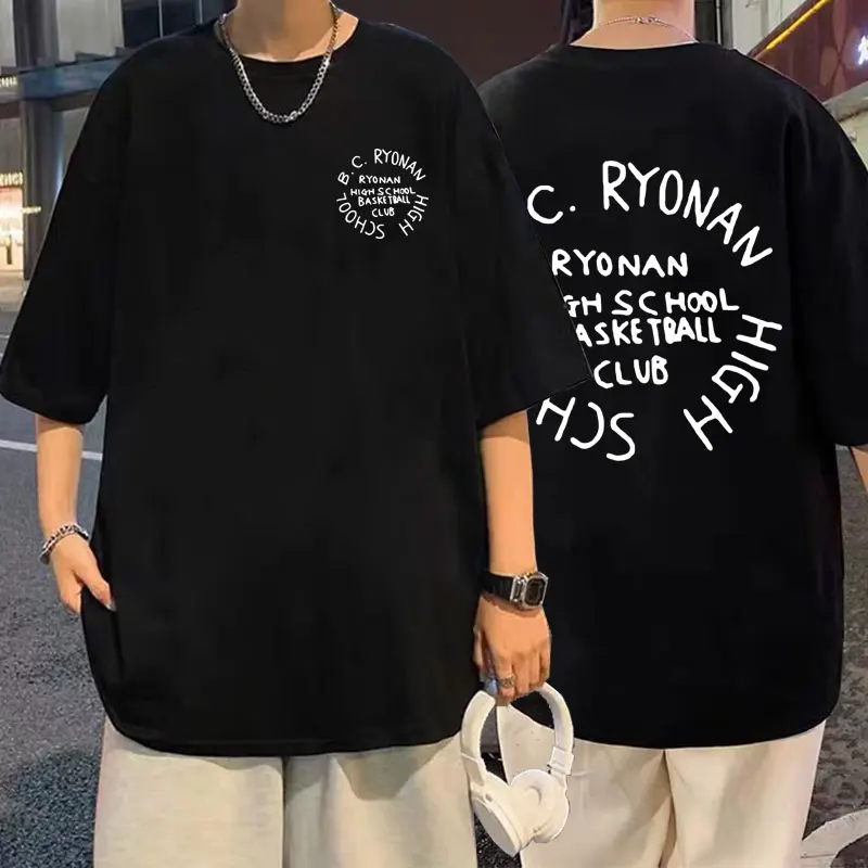 

Japanese Anime Men Women Oversized Harajuku Tee Shirt Slam Dunk Ryonan Akira Sendoh T-shirts Sakuragi Hanamichi Printed T Shirt