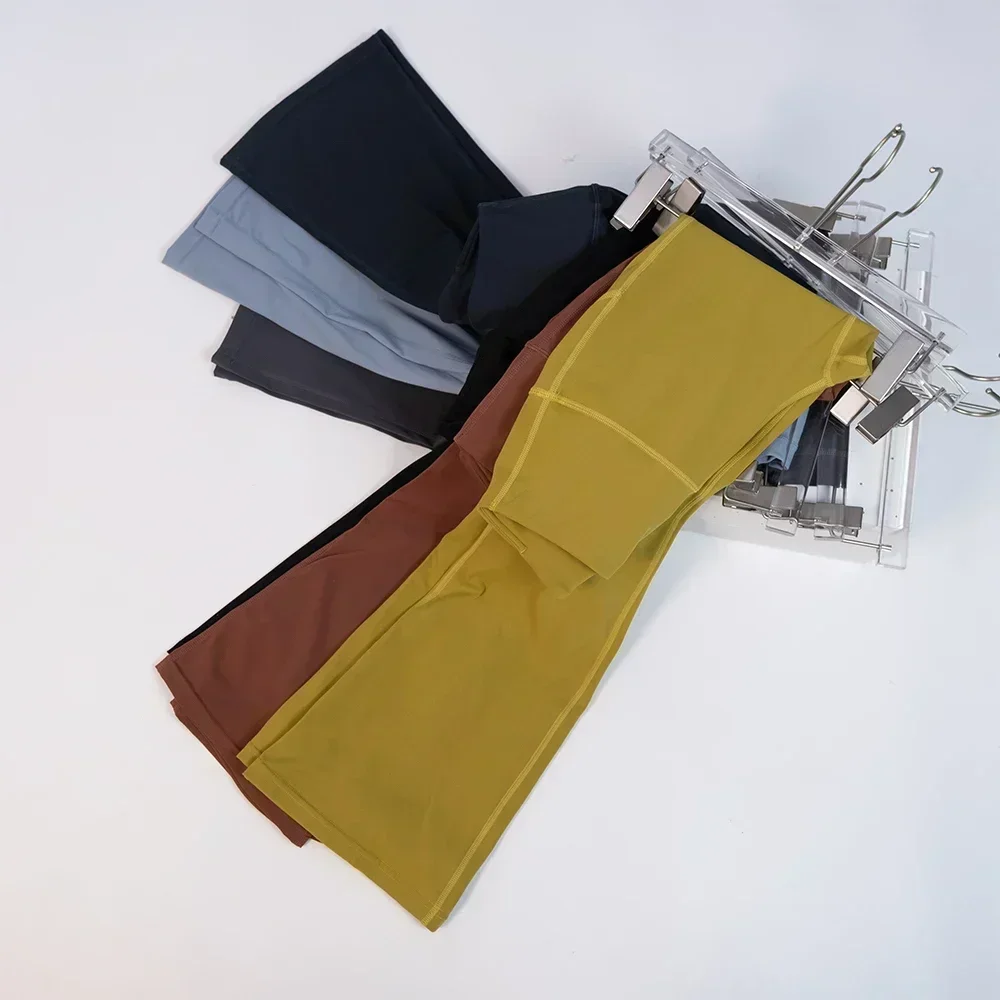 Lemon Groove Women High Waist Elasticity Flared Pants Running Sport Fitness Yoga Leggings Slim Was Thin Tight Wide Legs Pants