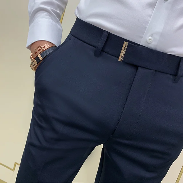 2022 Suit Pants Spring Men's Suit Pants Fashion Casual Slim Business Suit Pants Men's Wedding Party Work Pants Classic Large 36 6