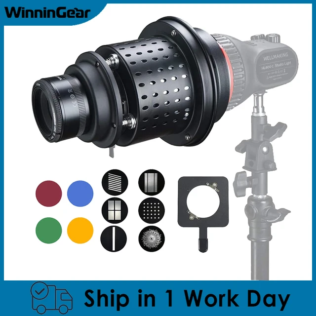 Kúpos Snoot Bowens Mount Studio Világítási Tartozék Led -Es Villanó Villanófény Lencsével Fényképes Kiegészítőkkel