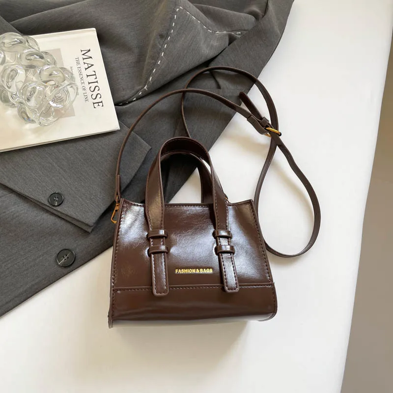 Rote Handtasche Marke Kleine Quadratische Tasche Für Frauen Einfarbig Pu Leder Schulter Umhängetasche Dame Schwarz Kaffee Sac EIN Haupt Tote – Detail 12