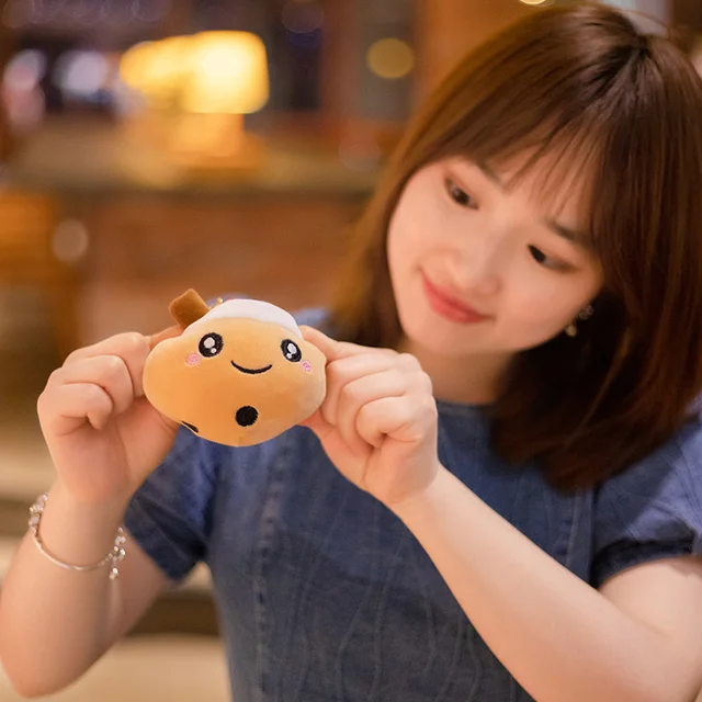 Porte-clés mignon Bubble Tea pour filles, pendentif en peluche