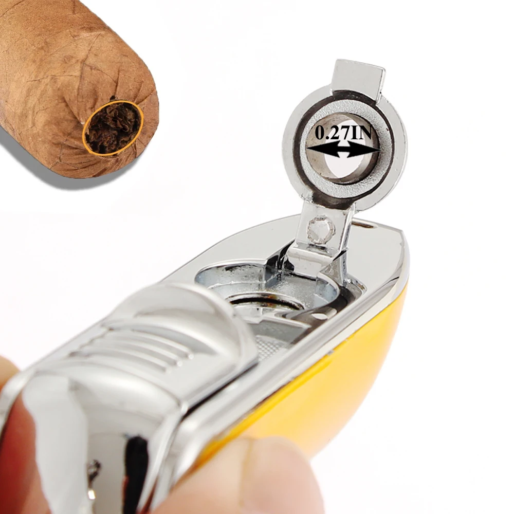 Cigar Lighter Metal Windproof Pocket 3 Jet Blue Flame Torch With Punch Drill Cutter