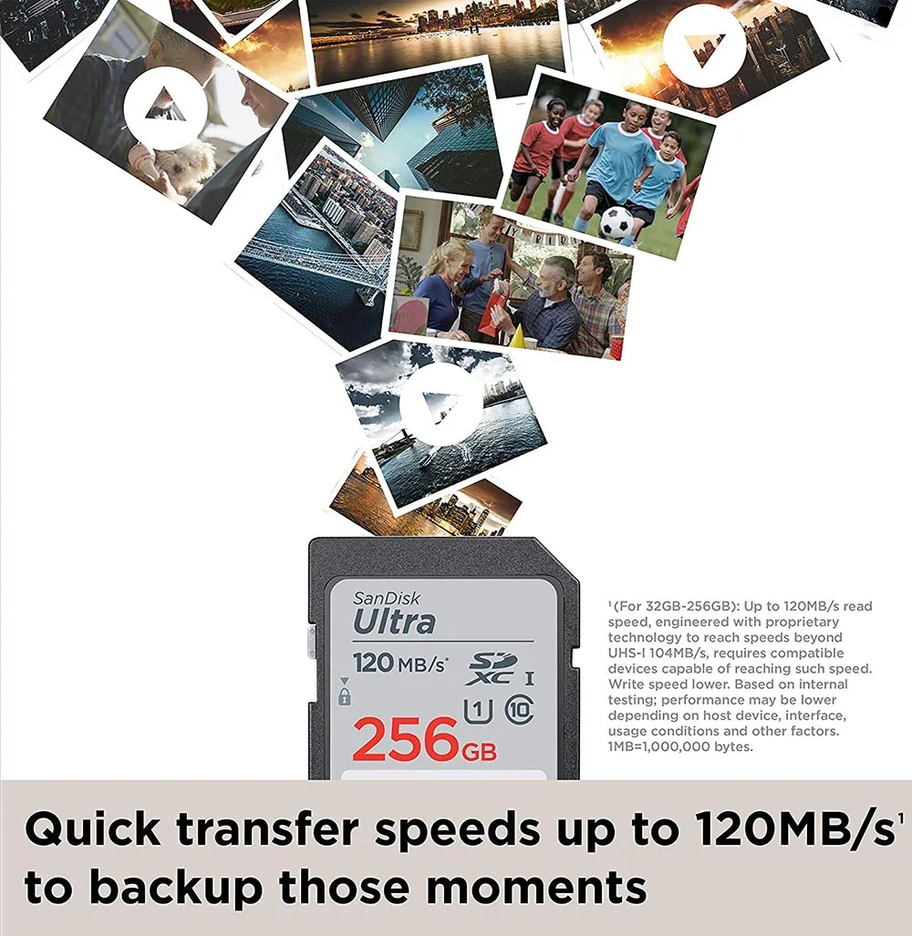 SanDisk 울트라 SD 카드 UHS-I 메모리 카드, 풀 HD 비디오, C10 SDHC SDXC 카드 리더, 카메라 노트북용 USB 3.0 고속 카드 포함
