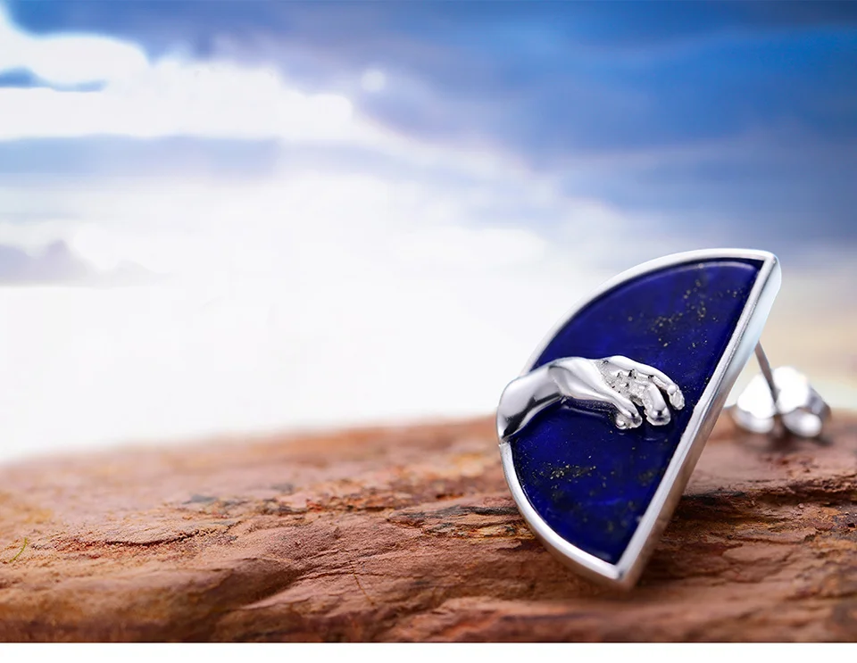 Silver Hand of God from The Creation of Adam Stud Earring