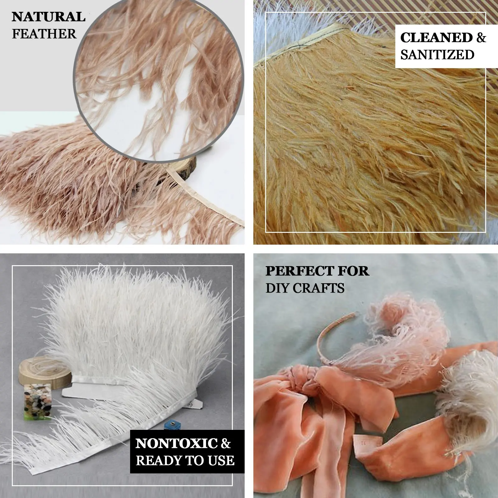 1Meter Fluffy Ostrich Feathers Trim Ribbon 8-10cm Natural Feather for Needlework Plume Decoration Wedding Dress Sewing Crafts ostrich feathers craft feathers natural feathers