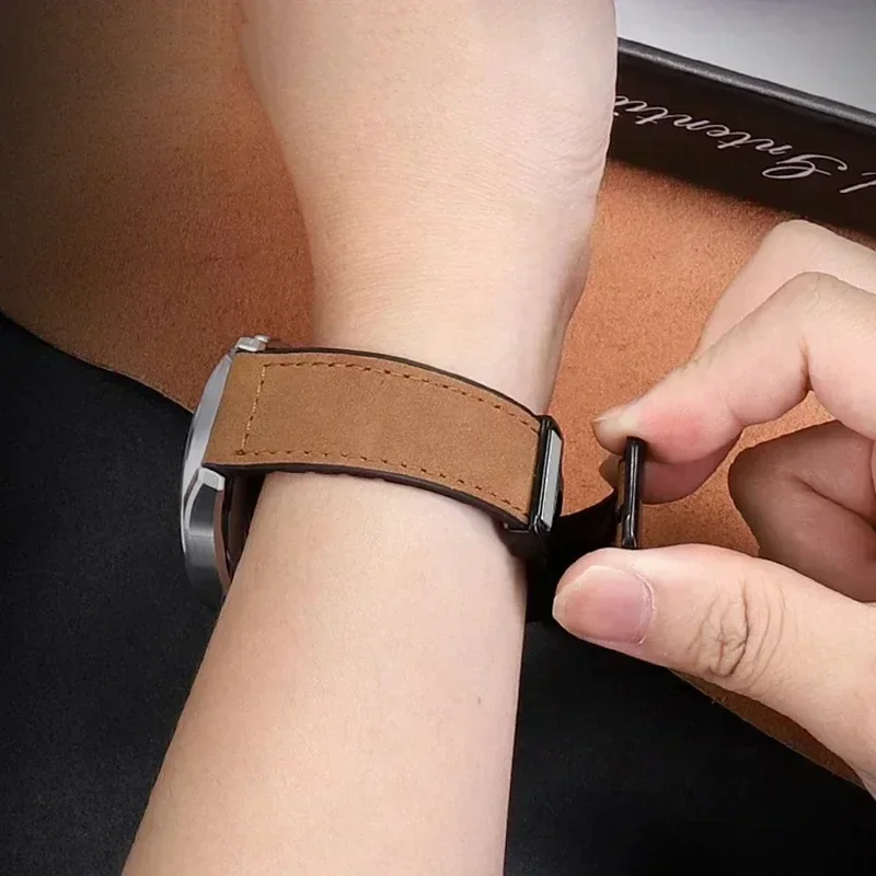 Enhanced Leather and Silicone Magnetic Watch Strap, 20mm/22mm