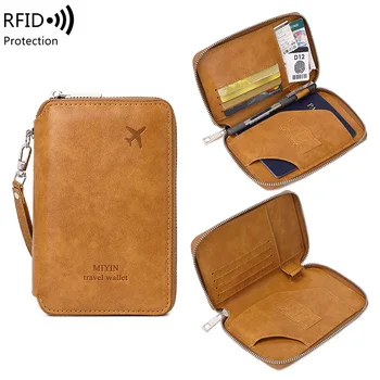 Porta passaporto RFID minimalista e alla moda, accessorio da viaggio multifunzionale in pelle PU, porta passaporto e portafoglio unisex