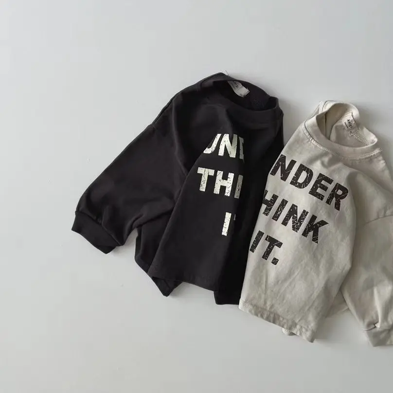 Description Picture 6 of item2025 Spring New Baby Long Sleeve T Shirts Letter Print Children Pullover Cotton Infant Girl Loose Tops Casual Toddler Boy Tee