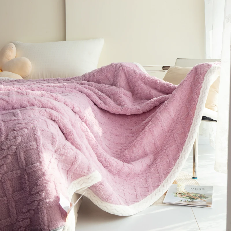 High Quality Sheep Velvet Blankets Warmth Knitted Wool Blanket Sofa/Bed