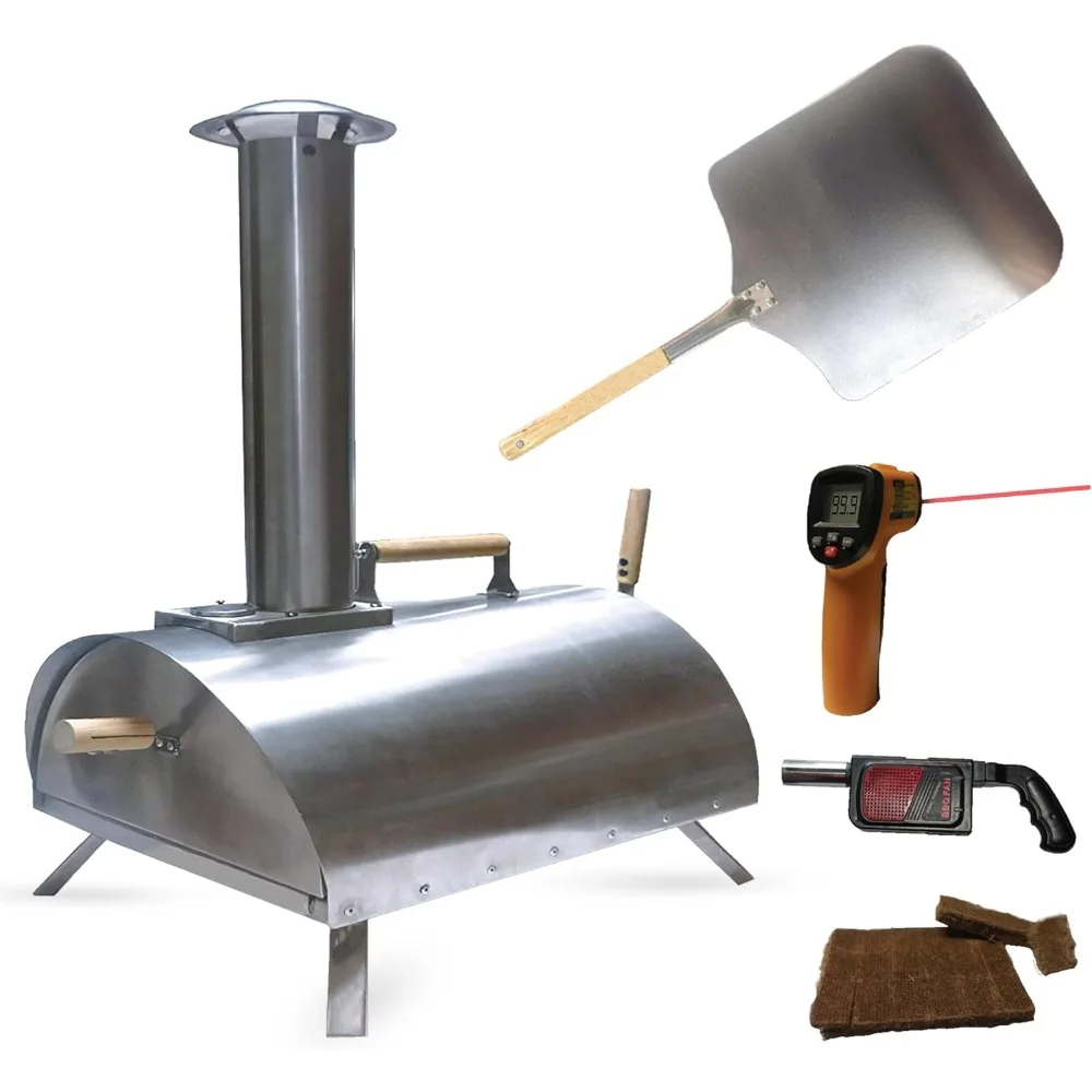 

Wood Fired Pizza Oven Portable for Outdoor Cooking Includes Pizza Peel Blower Kitchen Decor Shelter Cut Pizzas Accessories Tools