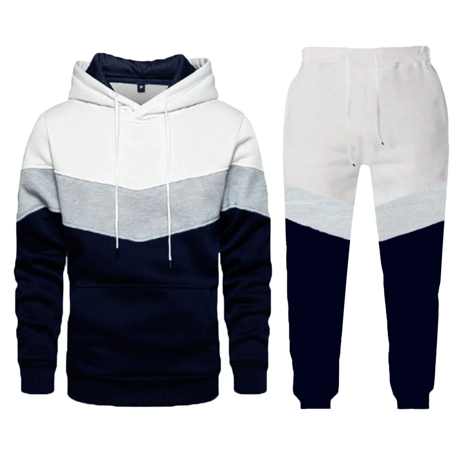 

Mens Casual Sports Patchwork Top Casual Pants Sweatshirt Sportsuit Two Pieces Suit