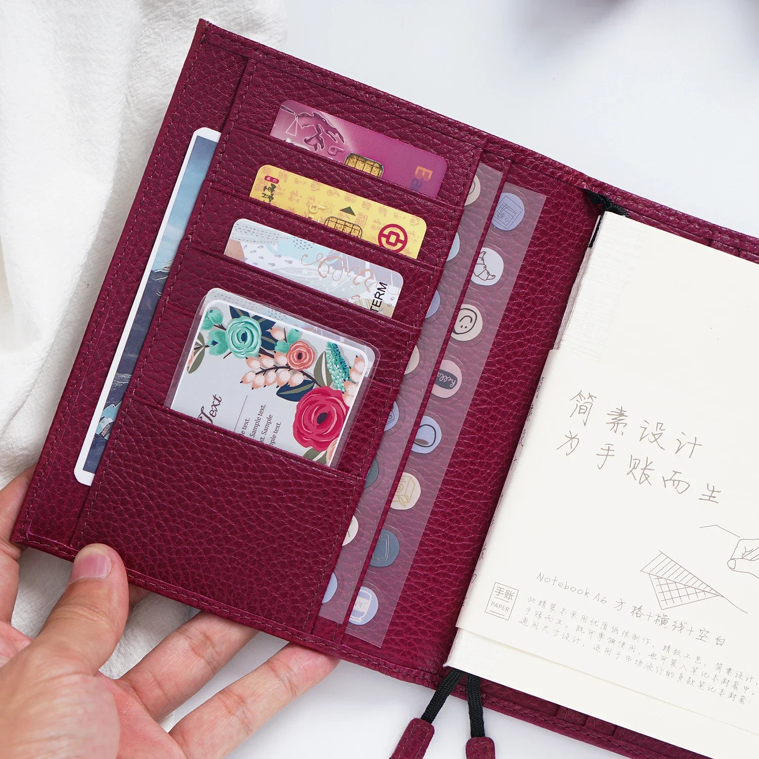 Moterm Firm Pebbled Grain Leather Beetroot Color Genuine Cowhide Planner Rings Notebook Cover Diary Agenda Organizer Journey 5