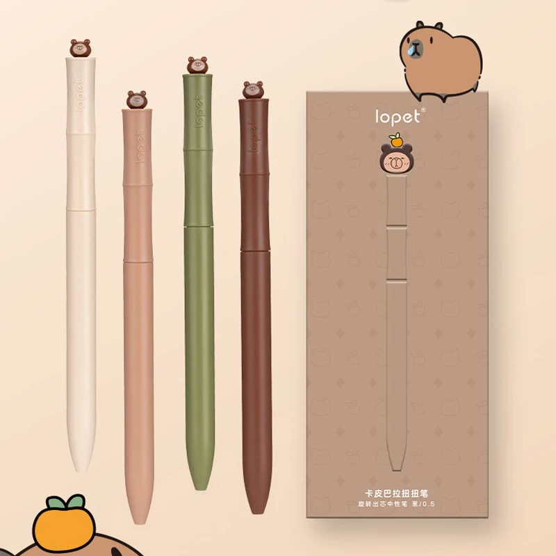 4PCS/Set Capybara Gel Pen Bamboo Joints Gel Ink Pen 0.5MM Black Refill  Pen Quick Dry Writing Pen Cute Rotate Neutral Pen New