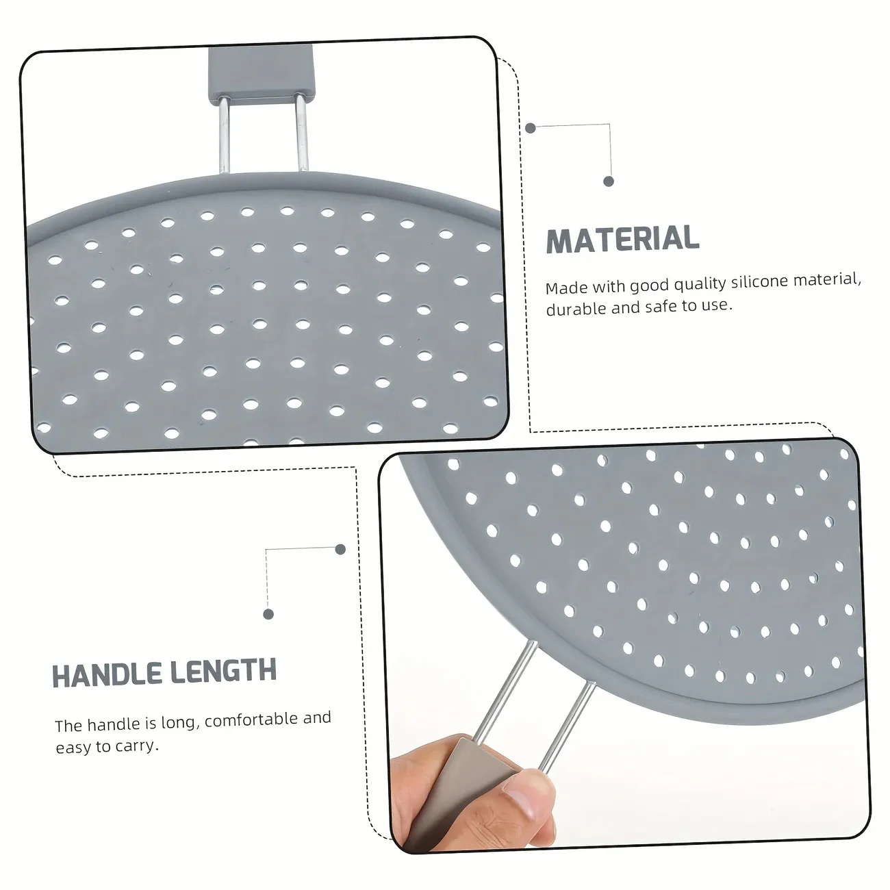 Silicone Kitchen Splatter Screen with Handle Heat-resisting Oil Splash Guard Drain Board Cover Kitchen Frying Pan Lid