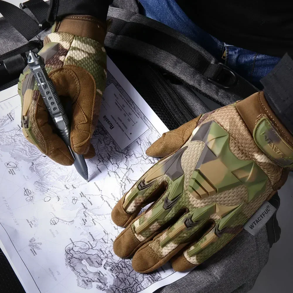 Finger Gloves Sports Gloves Tactical Gloves Camo Tactical Gloves Men Outdoor Hunting Hiking Climbing Sports Camping Combat Anti-skid Cycling Bike Full Finger Mittens Women