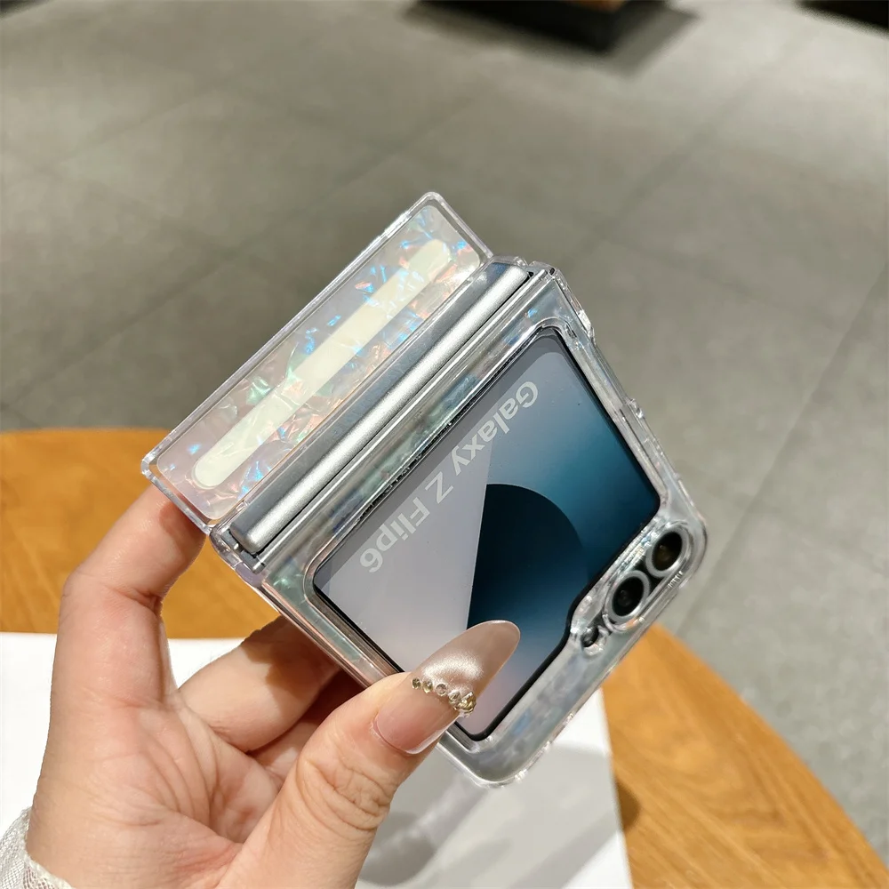 Rotating Magnetic Stand Shell Pattern Phone Case with Hinged Protection and Shockproof Back Cover