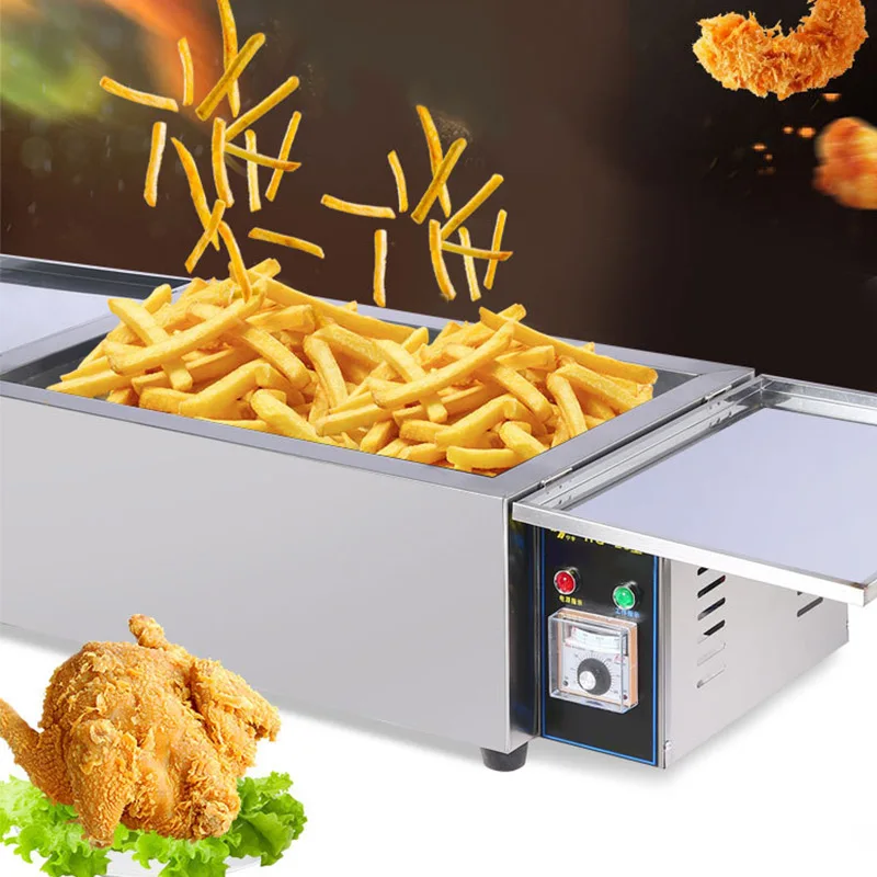 Commercial Electric Fryer Large Capacity Electric Frying Machine Stainless Steel Machine French Fries Single Cylinder