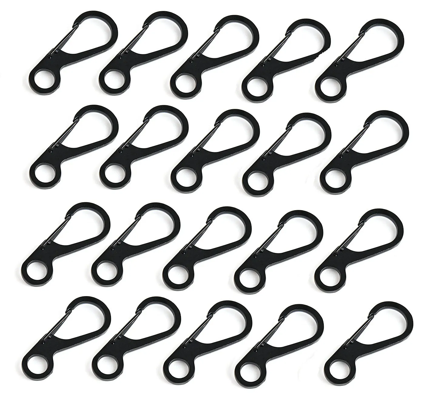 

20Pcs Mini SF Backpack Spring Clasps Carabiners Equipment Survival EDC Paracord Snap Hook Keychainl Buckle Clip,Black