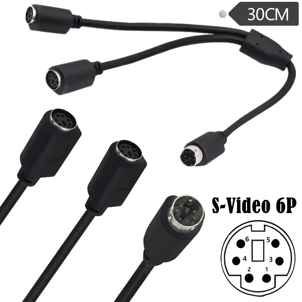 MID 6pin One Male and Two Female PS Extension Cable PS2 One Sub Two ...