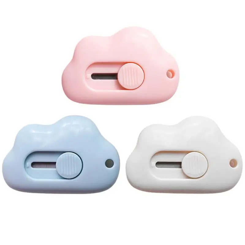 

Mini Utility Box Cutter Cloud Shaped Cute Portable Retractable Letter Opener Paper Envelope Slitter With Key Chain Hole