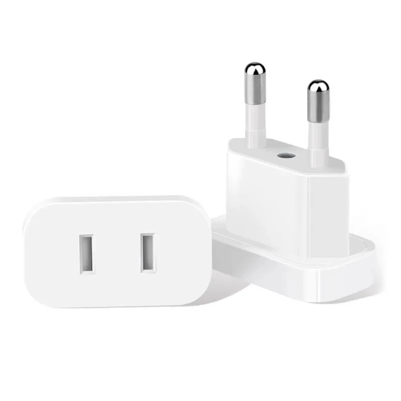 Plug Adapter 4.0mm US Jack to EU Plug Outlet Travel Charger Power Socket Adapter USA to Europe European Regulation Charging Converter Plug