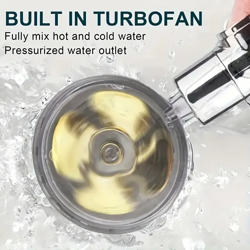 Description Picture 2 of itemHigh-Pressure Shower Heads, Handheld Turbo Fan Shower, Hydro Jet Shower Head Kit With 1 Filters And Pause Switch, Water Softener