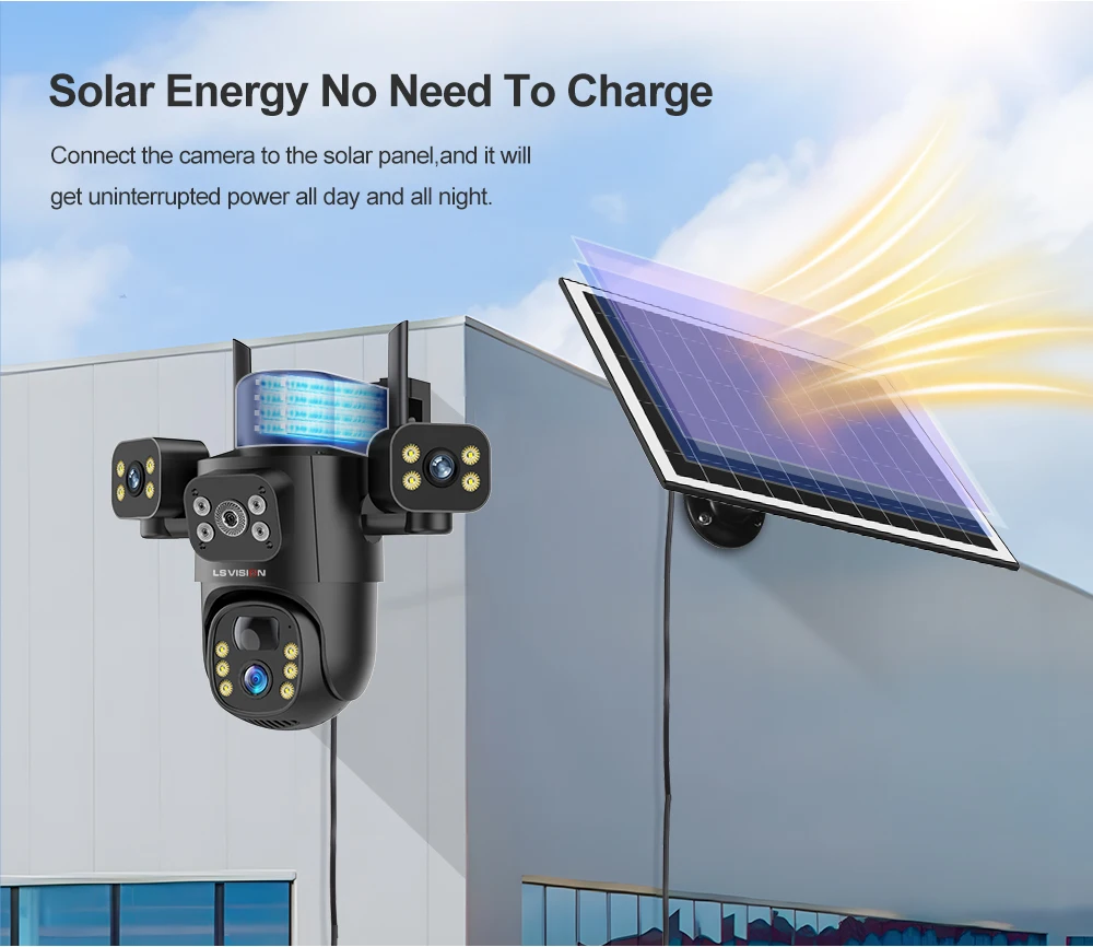 15MP 4G LTE Solar Camera Outdoor WiFi Security Camera 10X Optical Zoom Three Scr