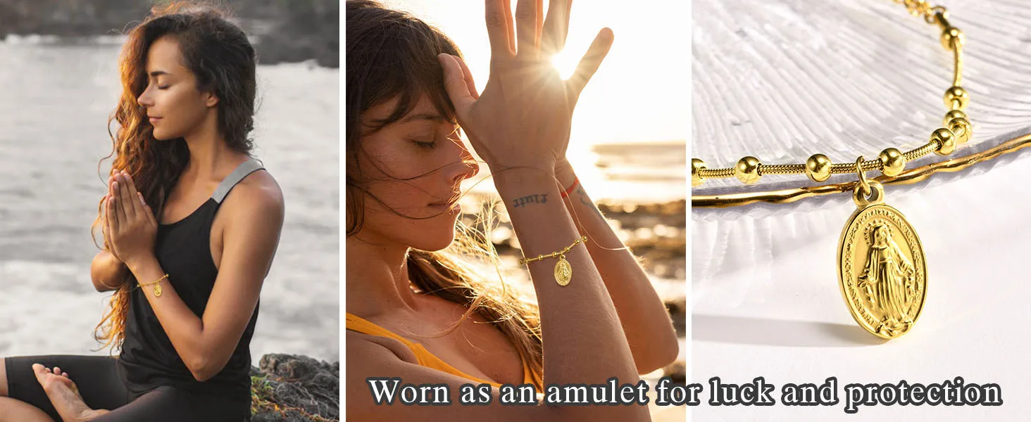Wearing a gold bead bracelet daily as a protective charm to receive blessings.