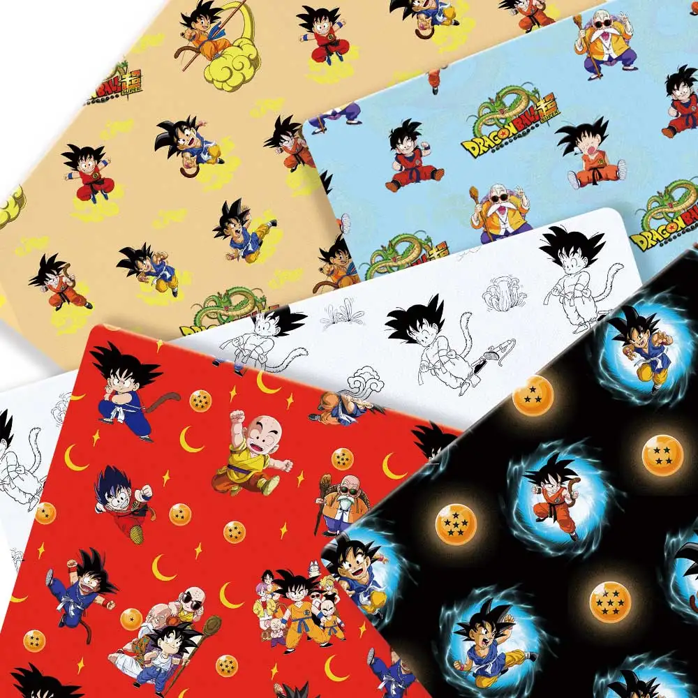 

Polyester cotton dragon ball Anime peripherals Fabric 140*50cm Sewing Patchwork Quilting Baby Dress Printed Fabric Sewing Kids