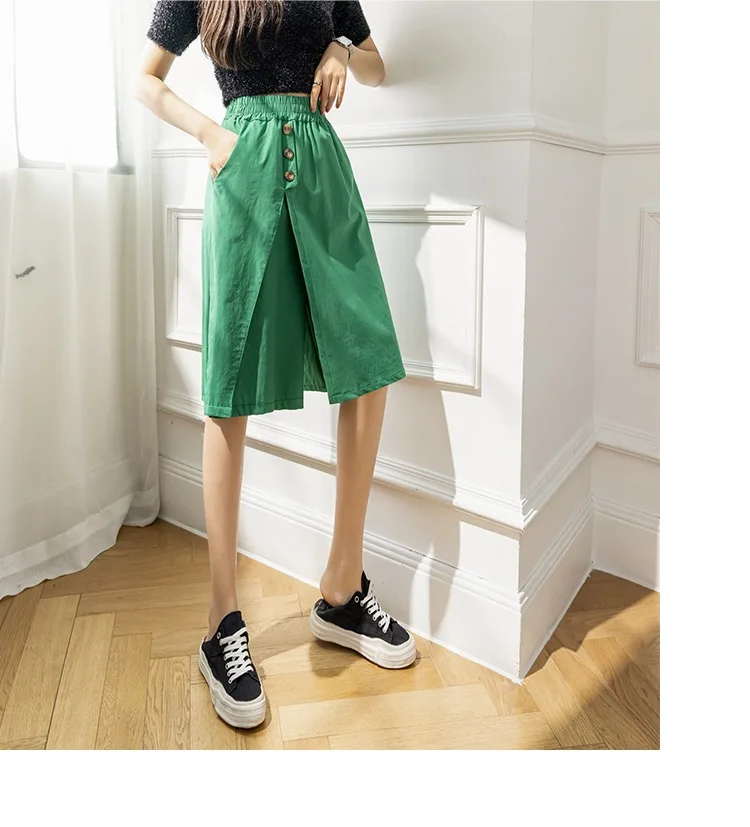 Wide-Legged Culottes Junior High School Students Summer Thin Loose Fashion Thin Casual Trousers Five-Point Shorts cute skirts